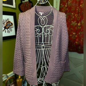 BONGO Lavender Purple Lilac Open-Front Knit Cardigan M